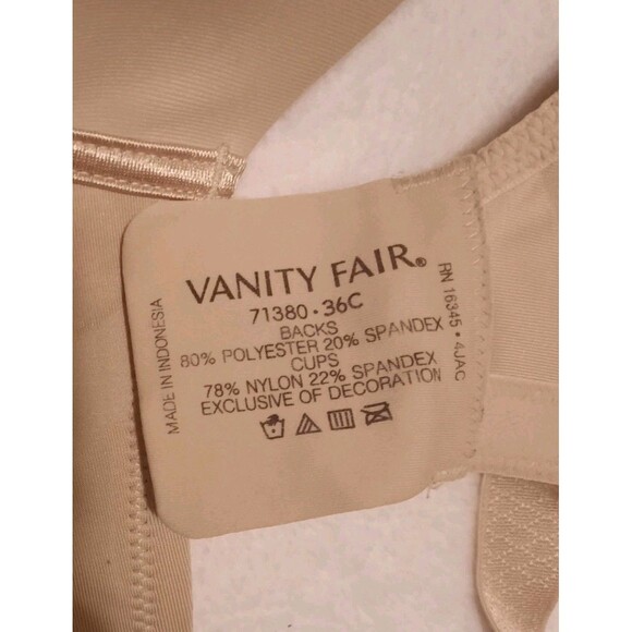 Lot of 3 Vanity Fair Beige Bras Size 36C Lightly Padded Style Comfort Fit 71380 - Picture 5 of 6